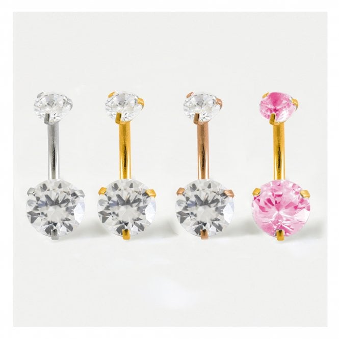 Kingsley Ryan Rose Gold Double Gemset Belly Bar