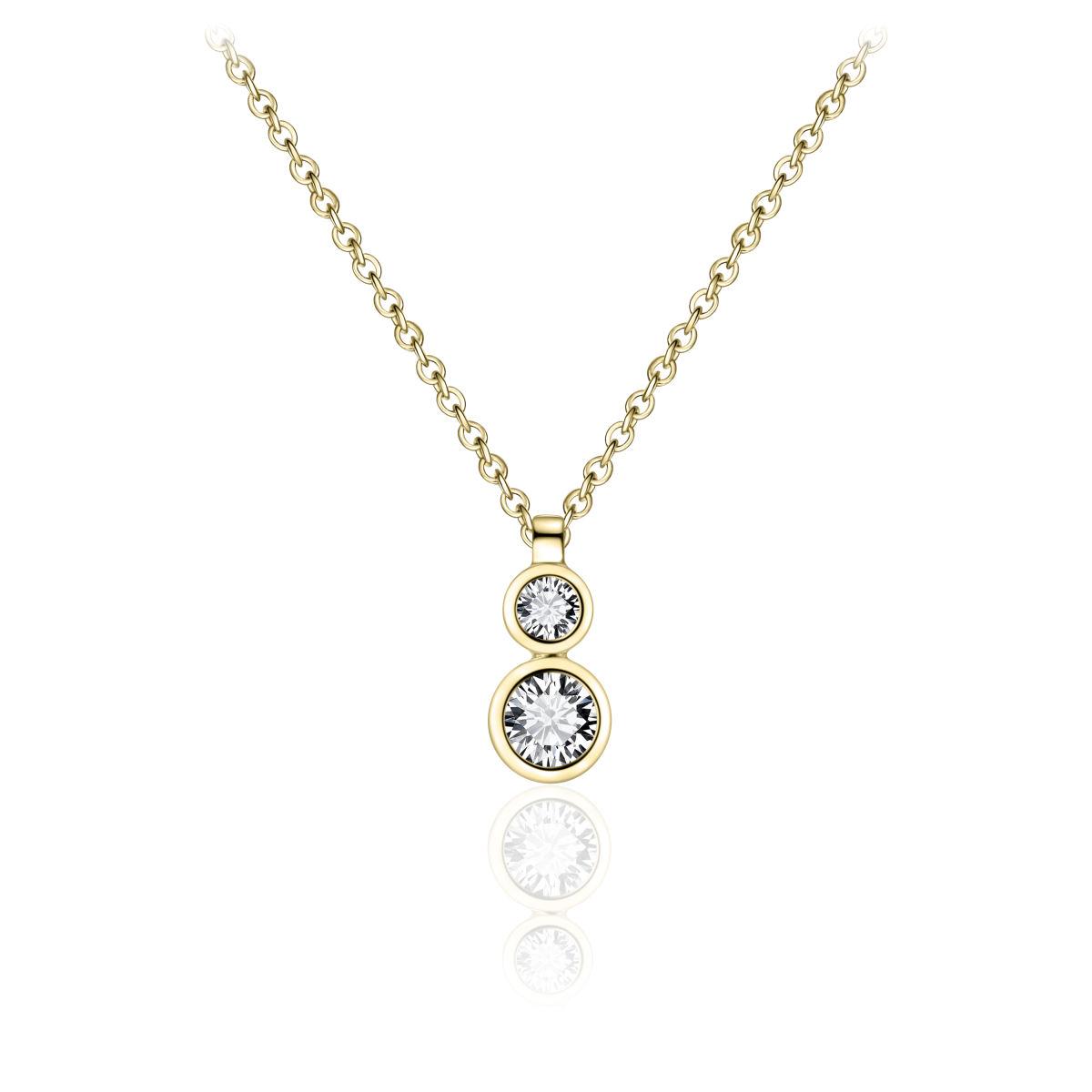 Gold Vermeil Double Cubic Zirconia Pendant Necklace