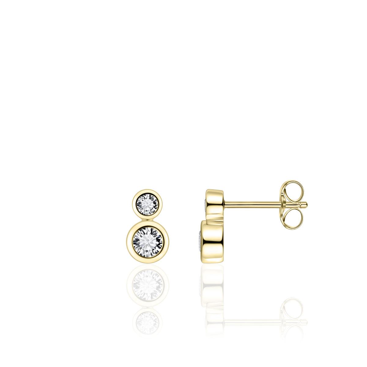 Gold Vermeil Two-Stone Cubic Zirconia Stud Earrings