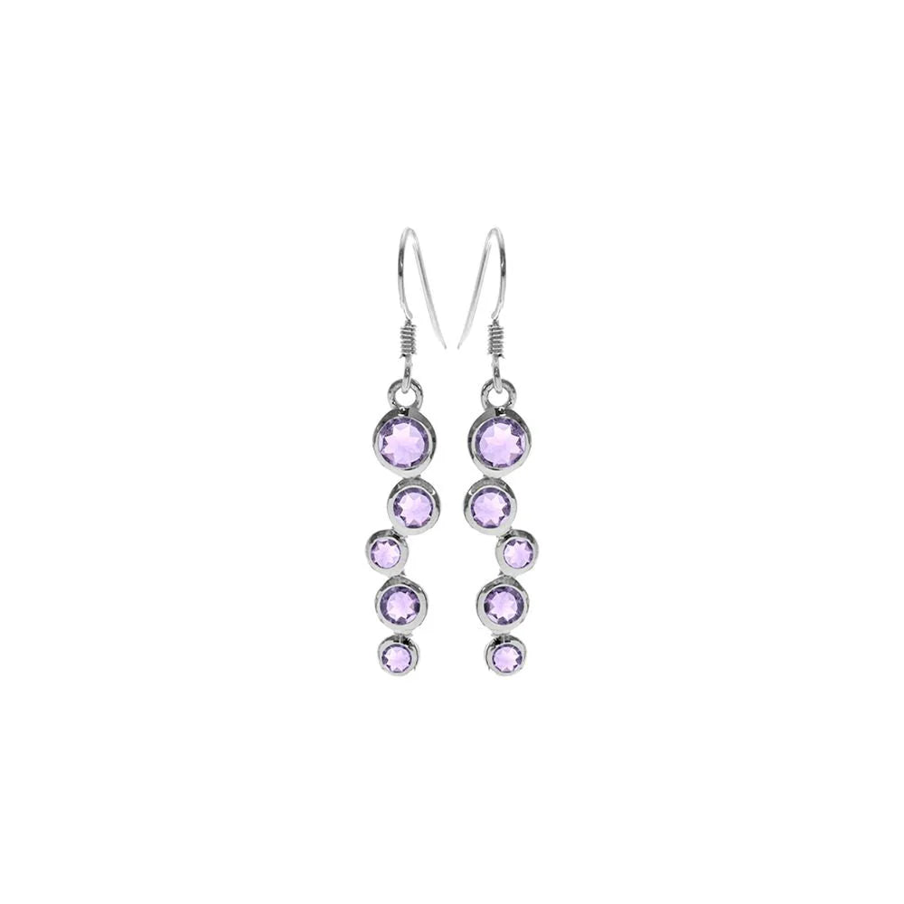 Sterling Silver Staggered Amethyst Drop Earrings