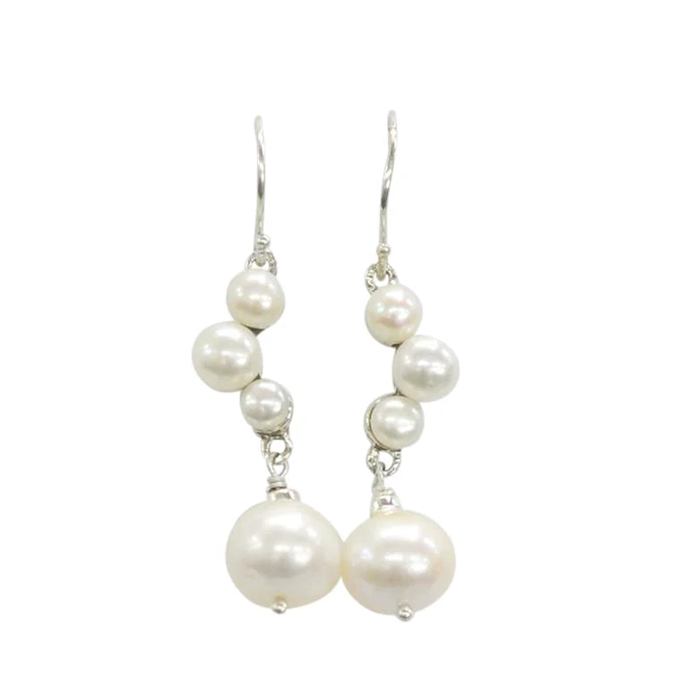 Sterling Silver Multi-Pearl Drop Earrings