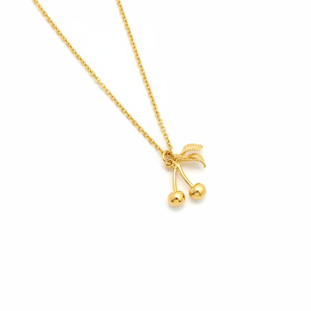 Alex Monroe 22ct Gold Vermeil Small & Sweet Cherry Necklace