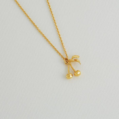 Alex Monroe 22ct Gold Vermeil Small & Sweet Cherry Necklace - Rococo Jewellery