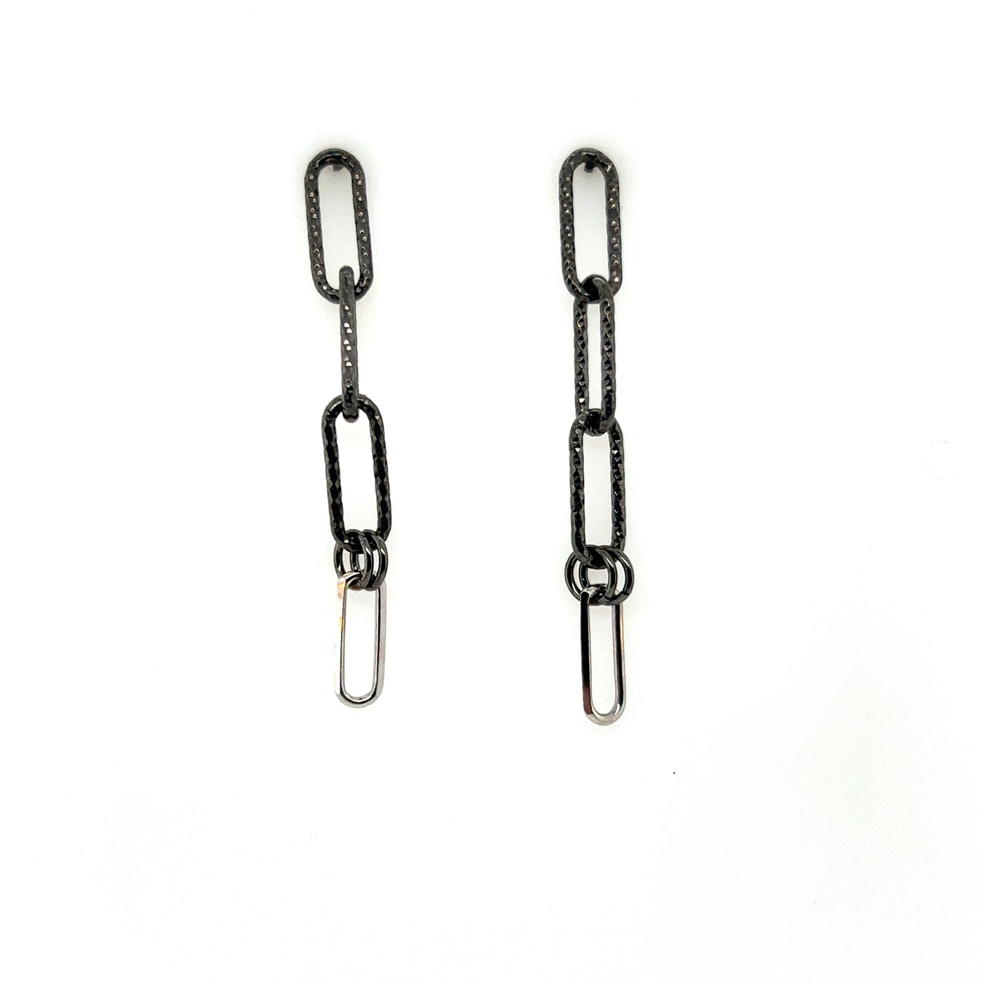 Black Rhodium Paperclip Chain Drop Earrings