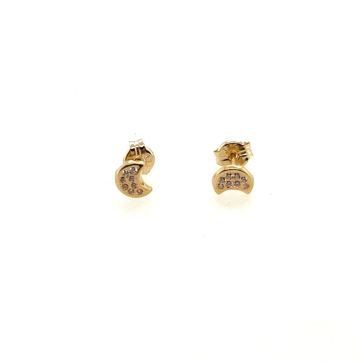 9ct Gold Cubic Zirconia Moon Stud Earrings