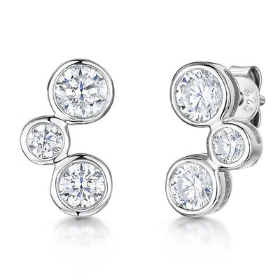 Jools Sterling Silver Cubic Zirconia Bubbles Earrings