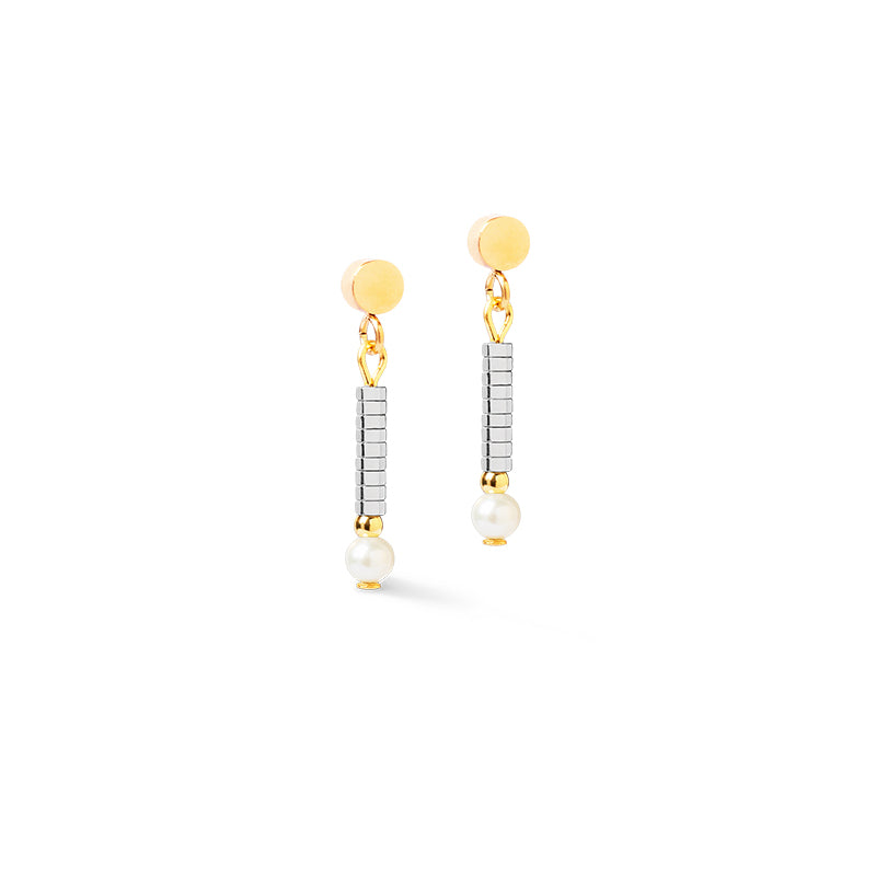 Coeur De Lion Edge & Grace Silver Gold Drop Earrings