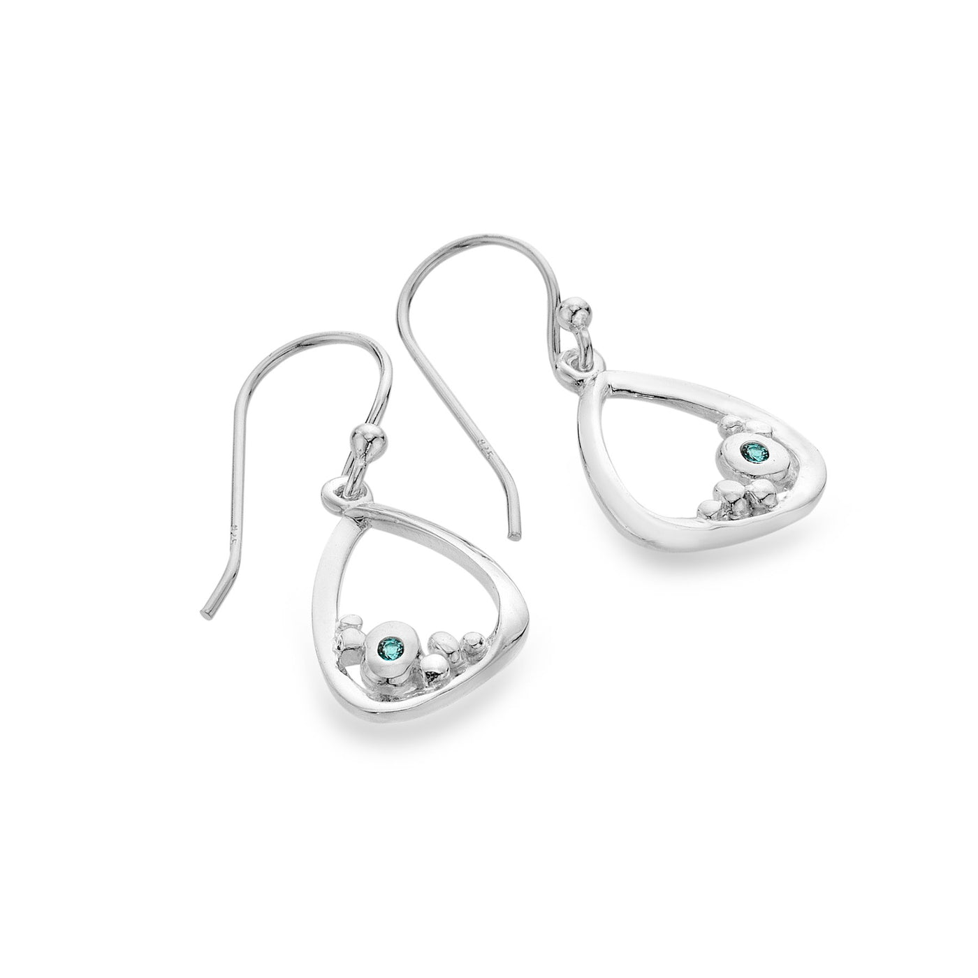Sea Gems Sterling Silver Blue Topaz Organic Wave Drop Earrings