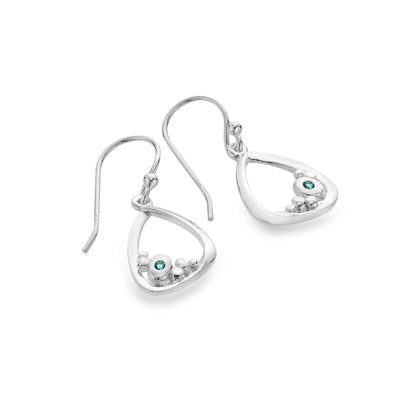 Sea Gems Sterling Silver Blue Topaz Organic Wave Drop Earrings