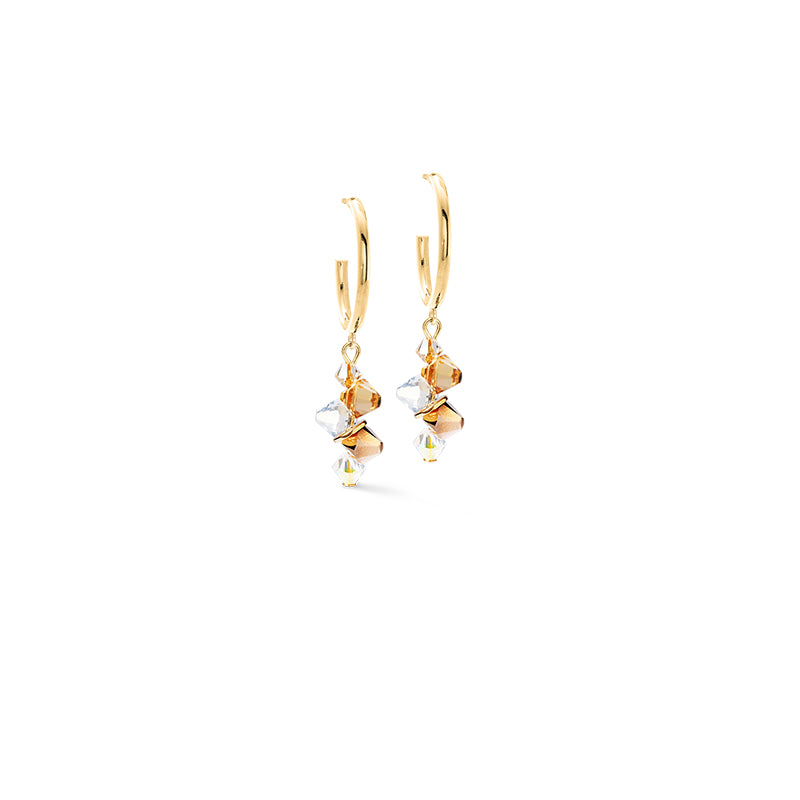 Coeur De Lion Dancing Crystals Gold Beige Earrings