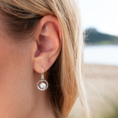 Sea Gems Sterling Silver Blue Topaz Wave Drop Earrings