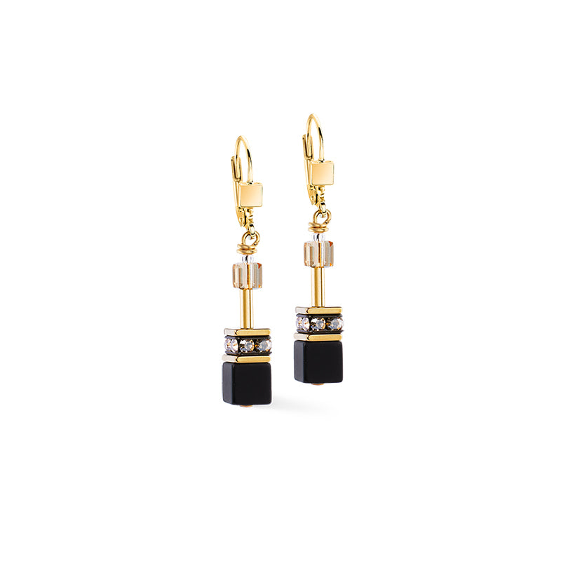 Coeur De Lion GeoCUBE® Black Gold Onyx Earrings