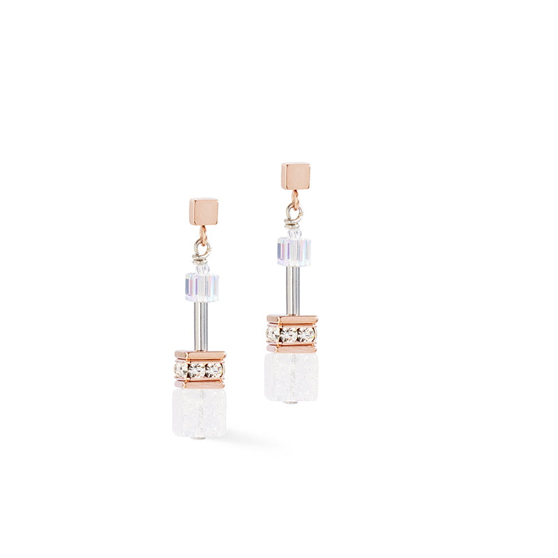 Coeur De Lion GeoCUBE® Iconic Nature Gold and White Earrings