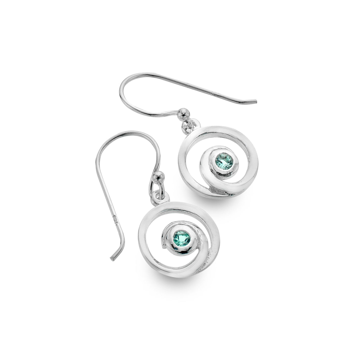 Sea Gems Sterling Silver Blue Topaz Wave Drop Earrings
