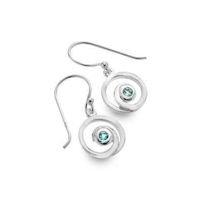 Sea Gems Sterling Silver Blue Topaz Wave Drop Earrings