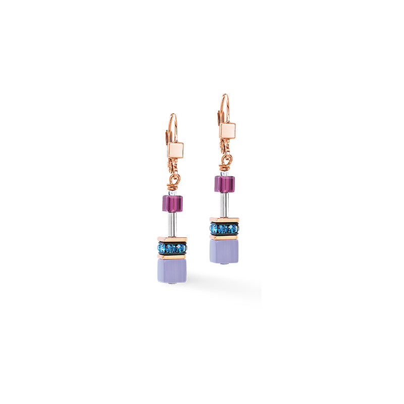 Coeur De Lion GeoCUBE® Iconic Rose Gold Blue Moon Earrings