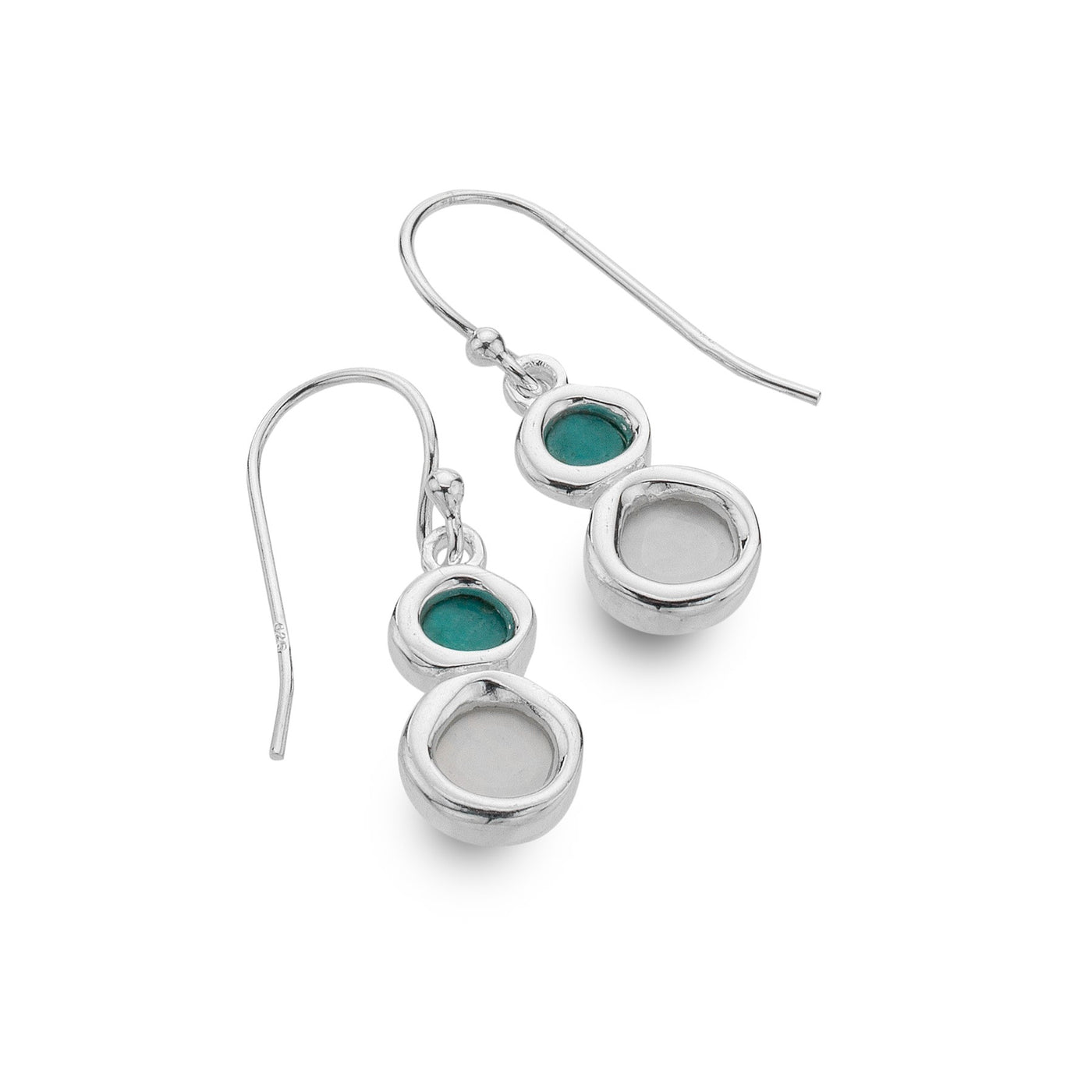Sea Gems Silver Turquoise Mother of Pearl Drop Earrings
