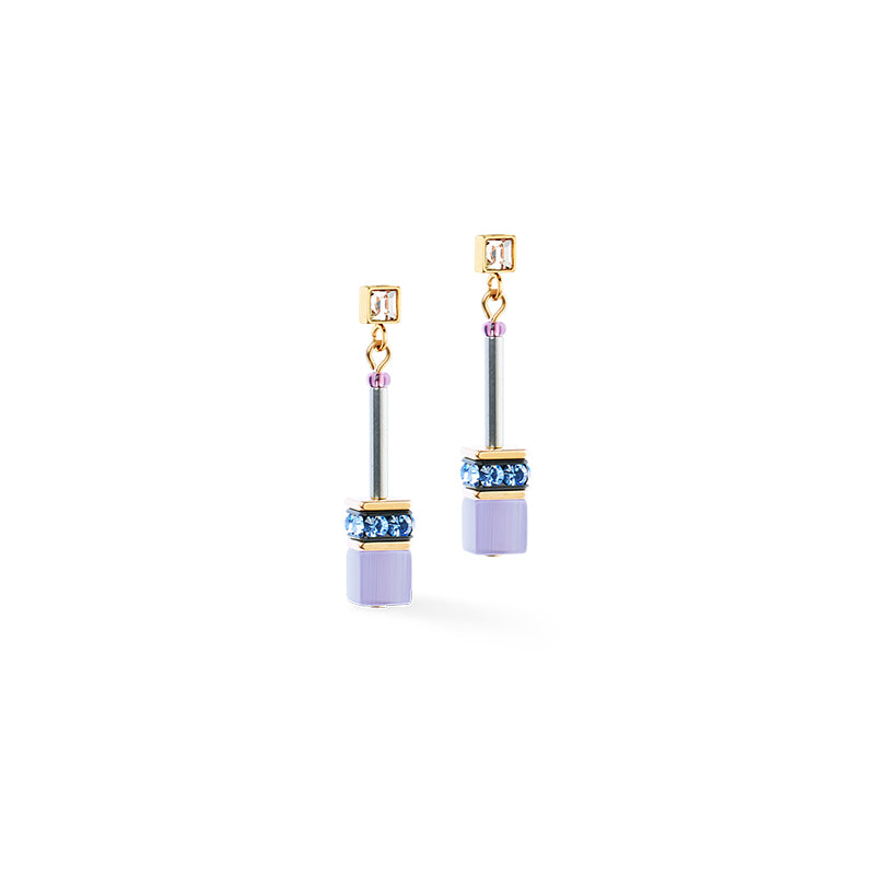 Coeur De Lion GeoCUBE® Iconic Chain Mystic Orchid Gold Earrings