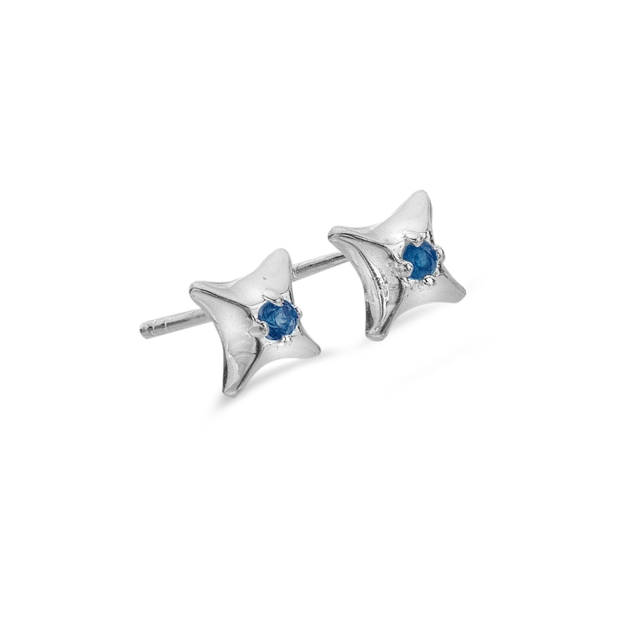 Sea Gems Sterling Silver Blue Topaz North Star Stud Earrings