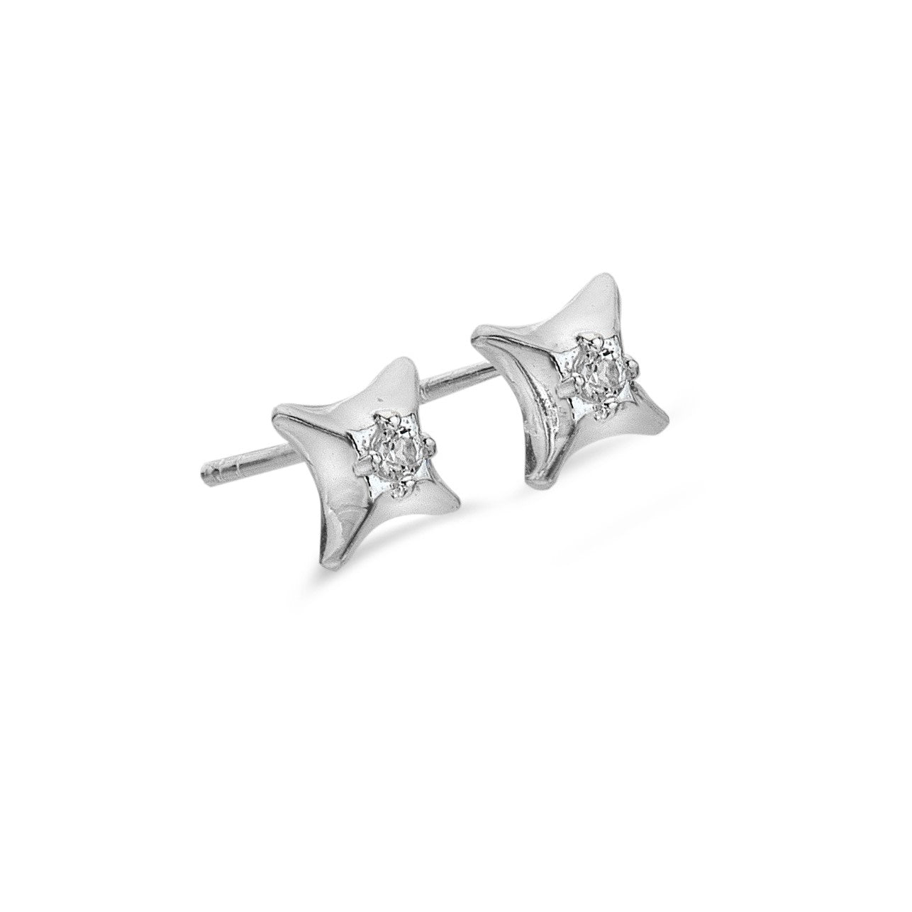 Sea Gems Sterling Silver White Topaz North Star Earrings
