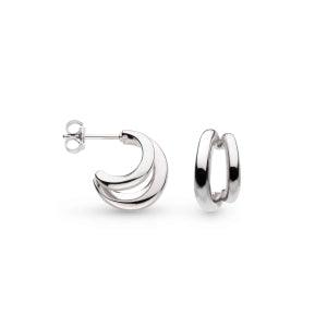 Kit Heath Sterling Silver Bevel Cirque Link Twin Hoop Earrings - Rococo Jewellery