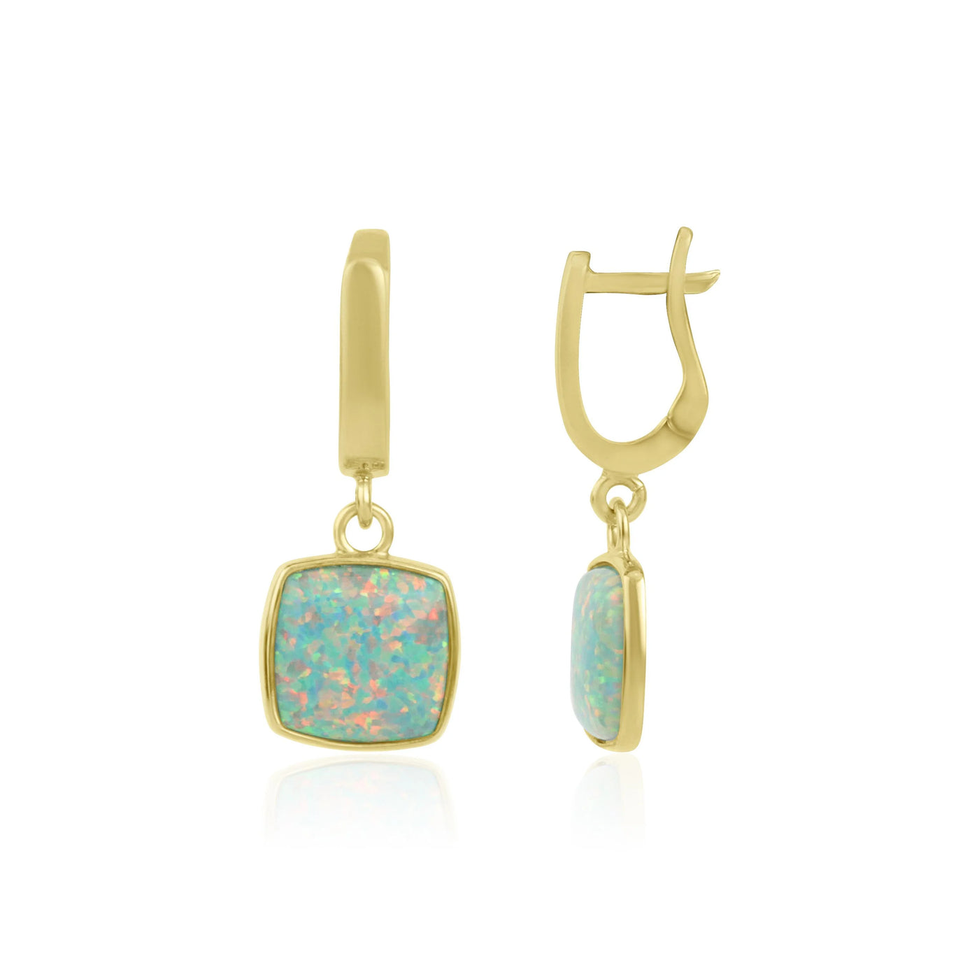 Lavan 18ct Gold Vermeil Green Opal Hoop Drop Earrings