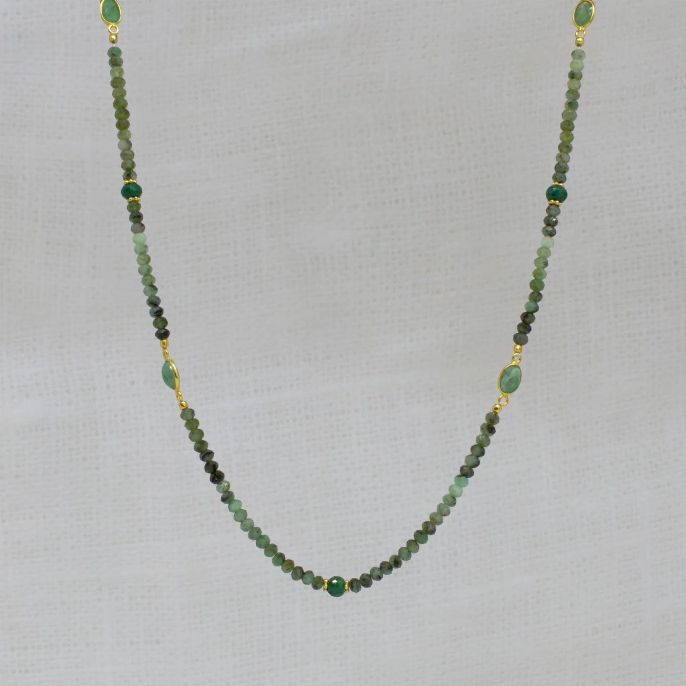 Gold and Emerald Beaded Necklace