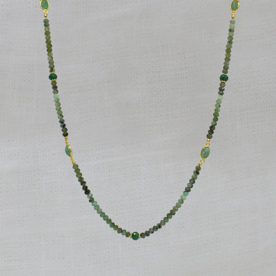 Gold and Emerald Beaded Necklace