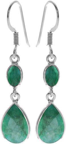 Sterling Silver Marquise Teardrop Emerald Quartz Drop Earrings