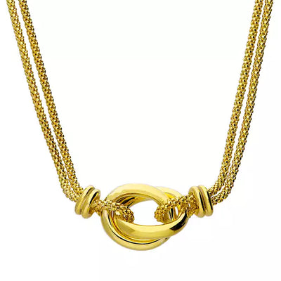 18ct Gold Plated Silver Entwined Knotted Rings Necklace