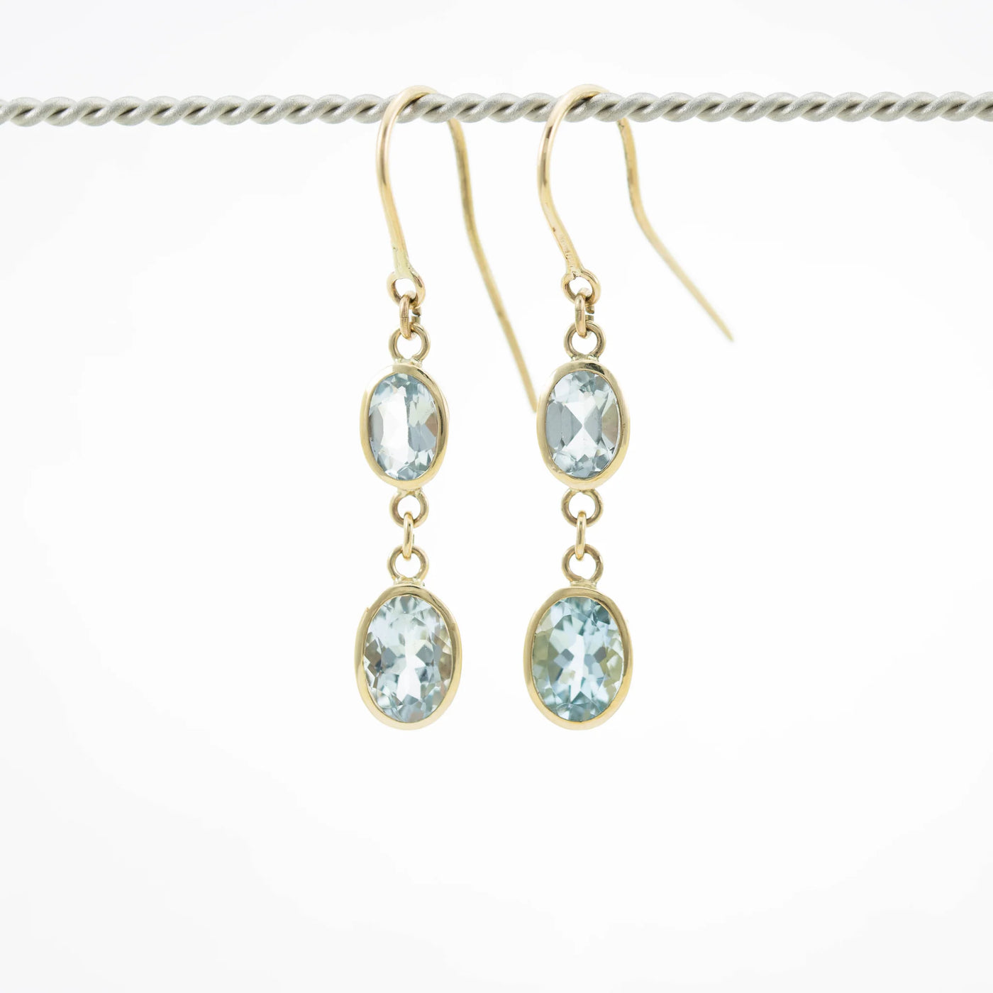 9k Yellow Gold Aquamarine Drop Earrings