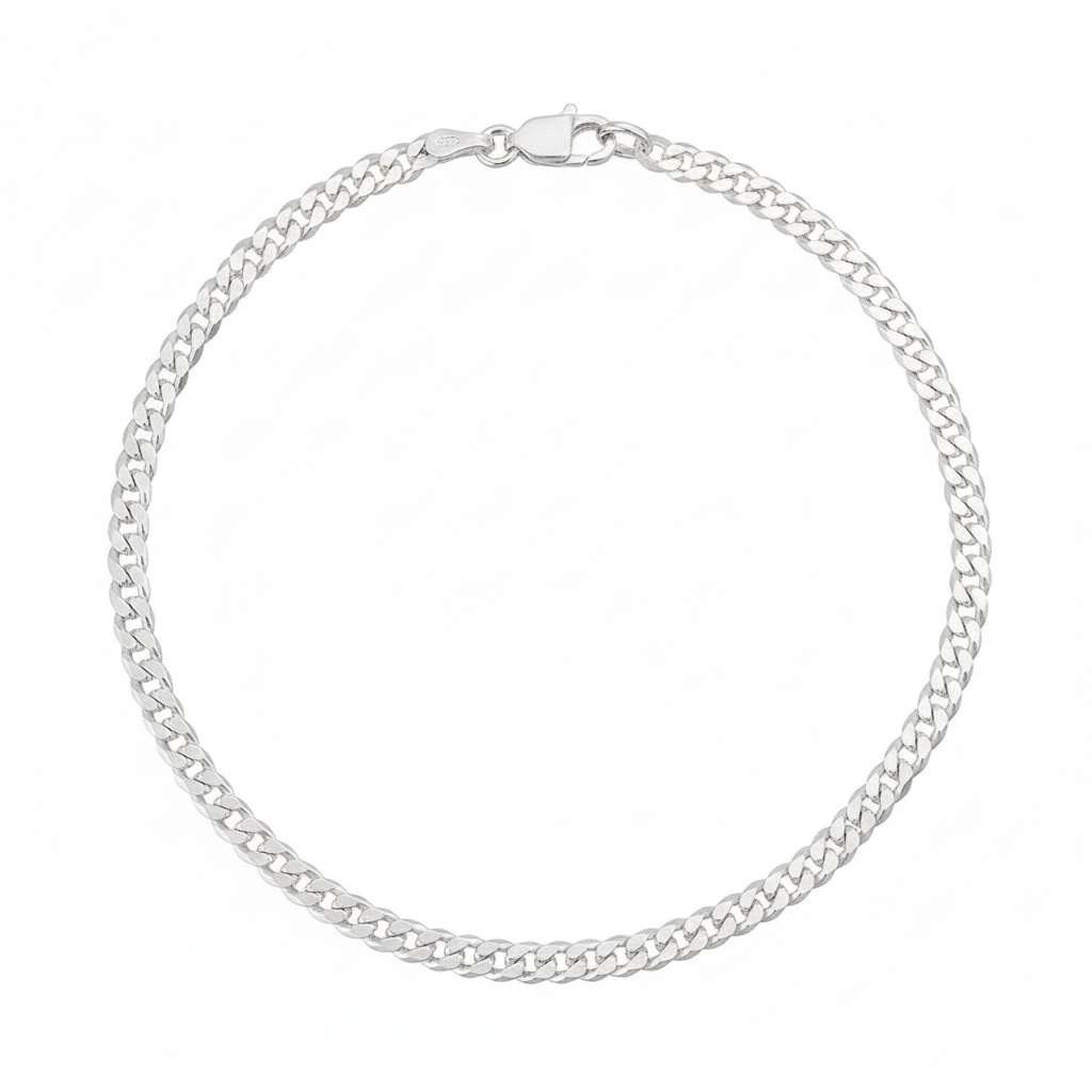 18"  Sterling Silver Flat Curb Chain Necklace