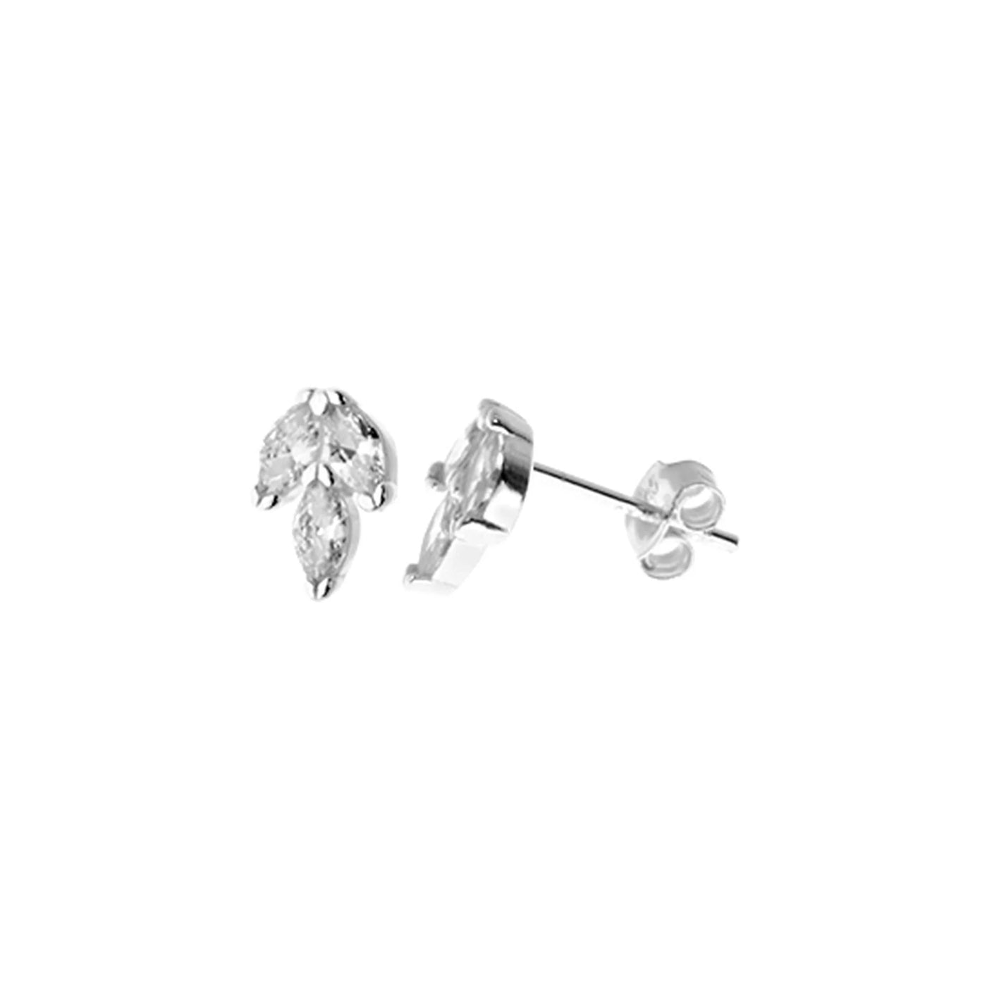 Sterling Silver Cubic Zirconia Fleur-De-Lis Stud Earrings