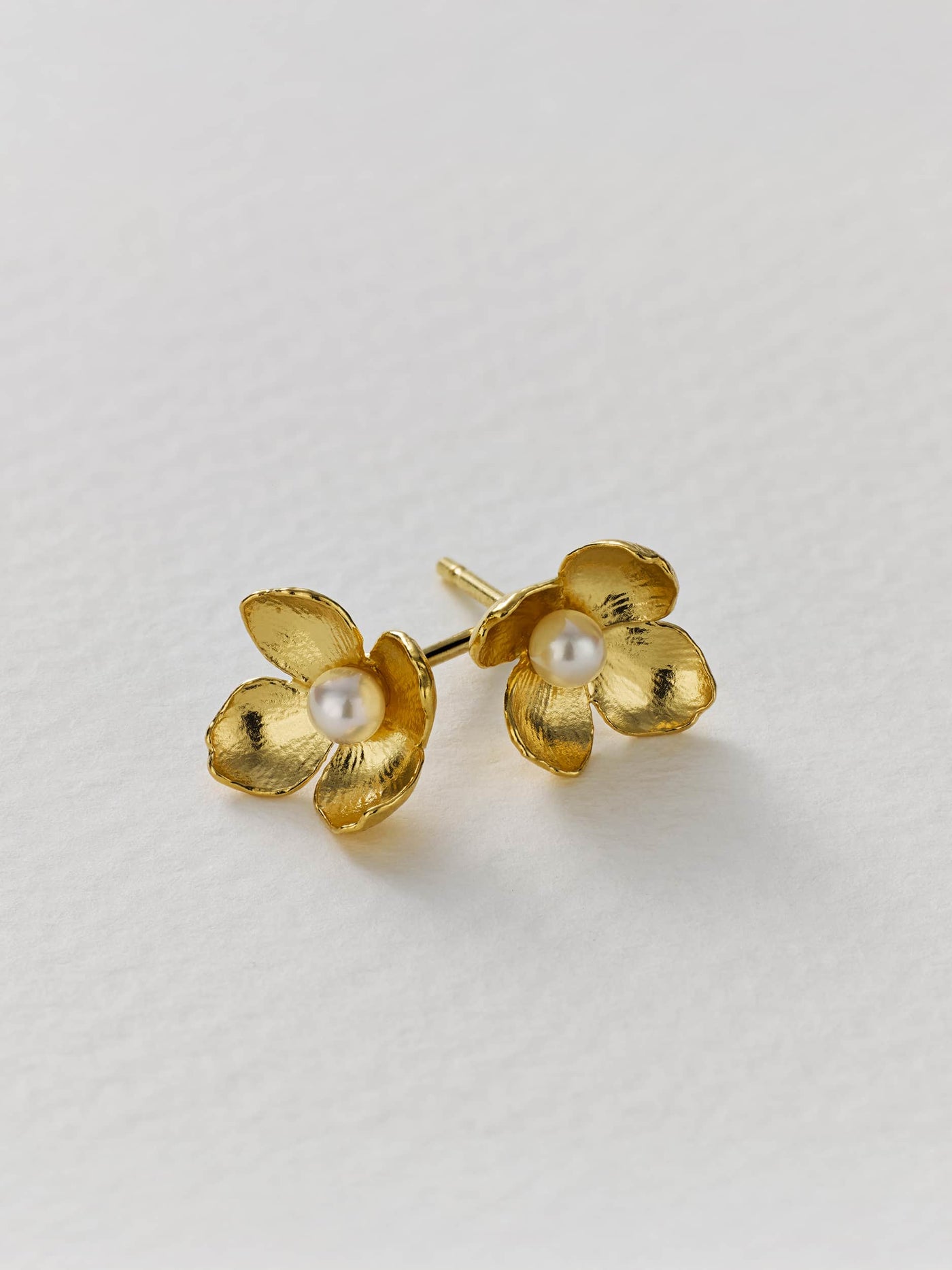 Alex Monroe Gold Vermeil Pearl Cuckoo Flower Stud Earrings