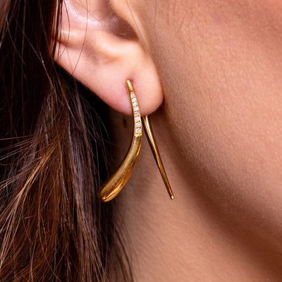 Lucy Q Sycamore Gold Vermeil White Topaz Front/Back Earrings