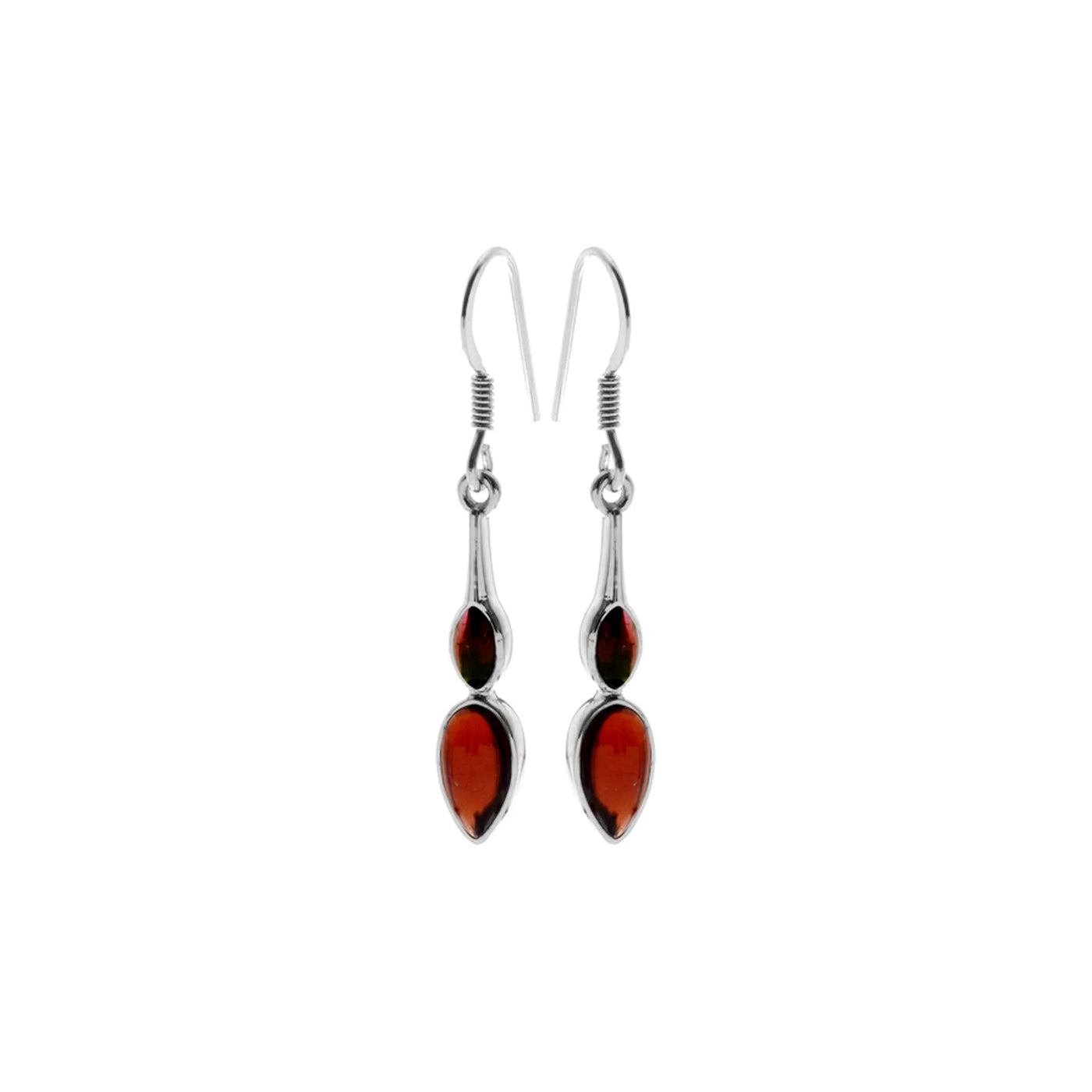 Sterling Silver Double Garnet Drop Earrings