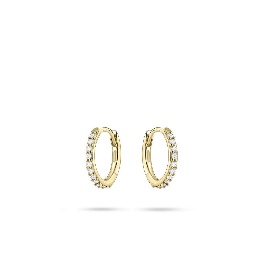 12mm 9ct Gold Hoop Earrings with Cubic Zirconia - Rococo Jewellery