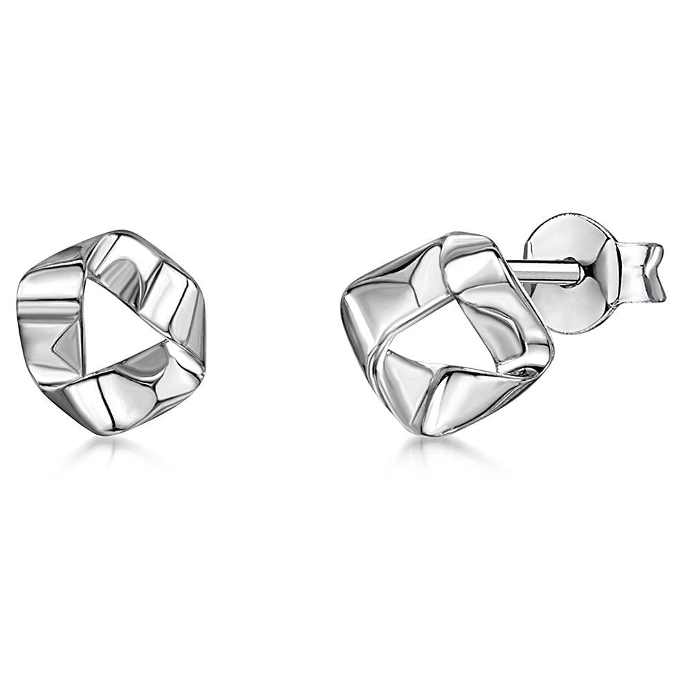 Jools Sterling Silver Folded Effect Open Stud Earrings