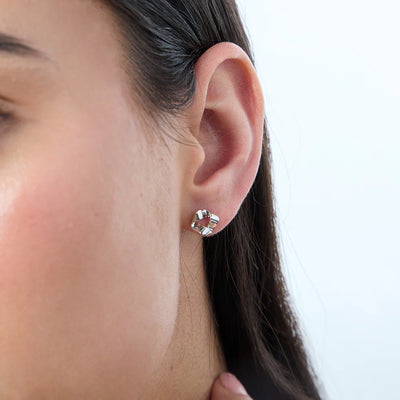 Jools Sterling Silver Folded Effect Open Stud Earrings