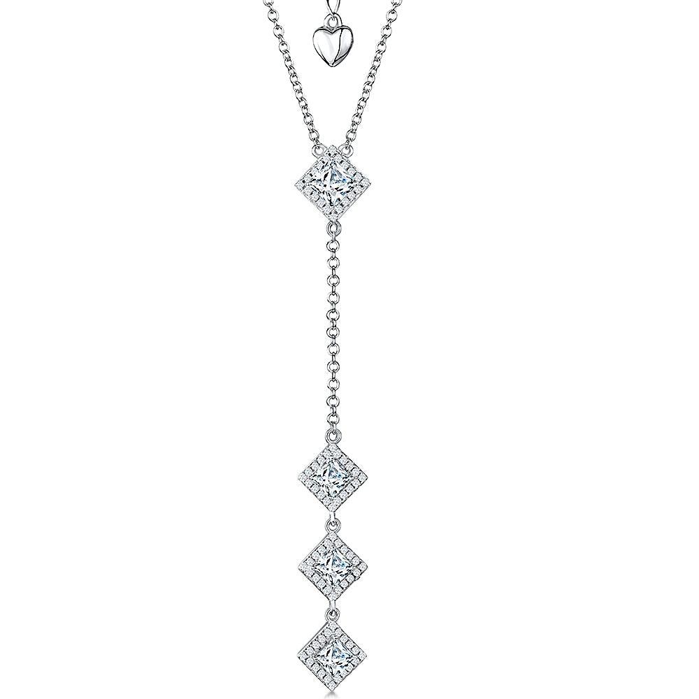 Jools Sterling Silver Square Drop Necklace - Rococo Jewellery