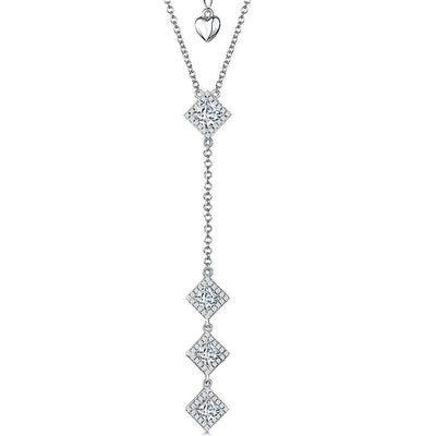 Jools Sterling Silver Square Drop Necklace - Rococo Jewellery