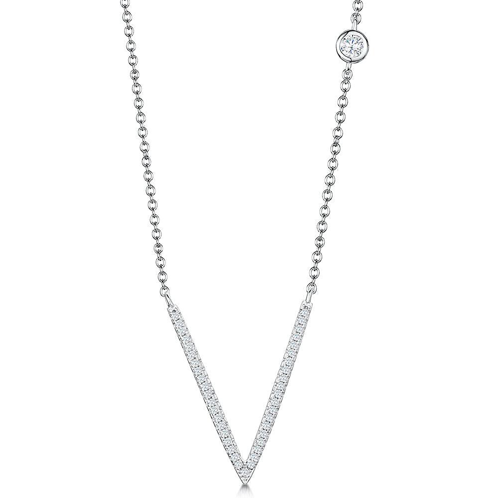 Jools Sterling Silver V-Shaped Necklace - Rococo Jewellery