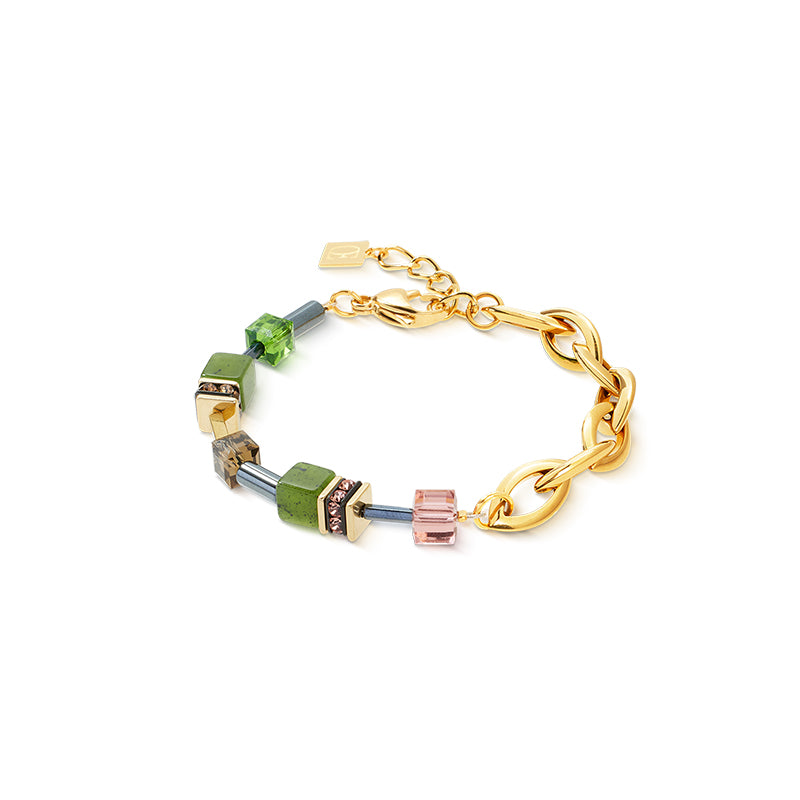 Coeur De Lion GeoCUBE® Chunky Gold Green Chain Bracelet