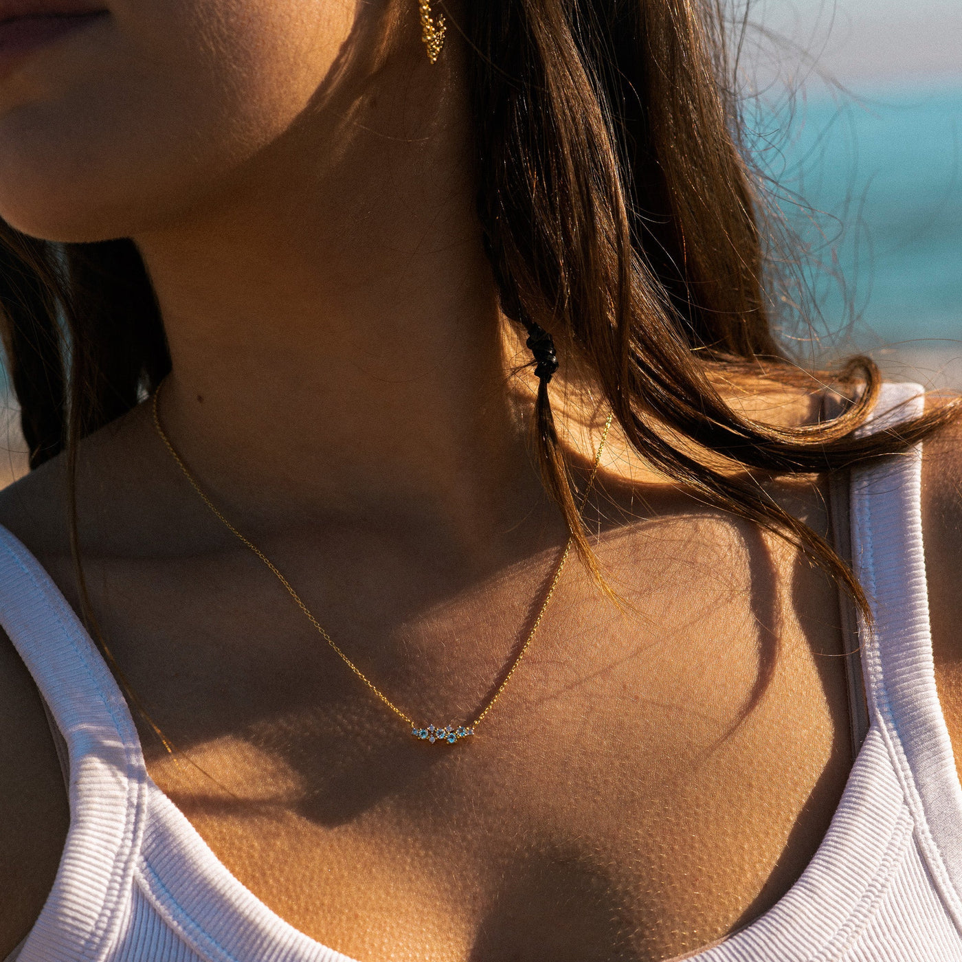 Dainty London Gold Topaz Cluster Elara Necklace