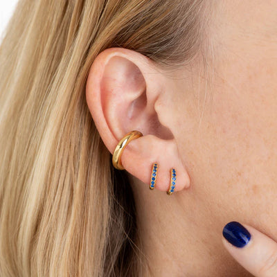 Scream Pretty Gold Blue Zirconia Huggie Hoop Earrings