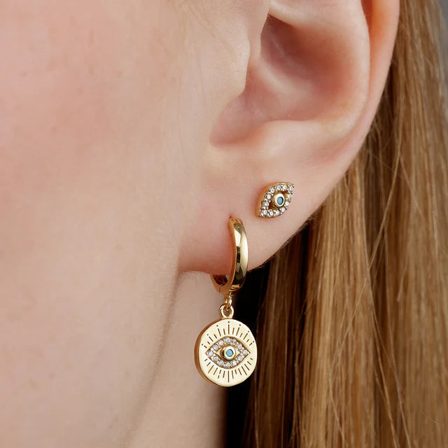 Scream Pretty Gold Cubic Zirconia Evil Eye Stud Earrings