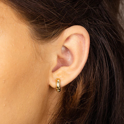 Scream Pretty Gold Celestial Chunky Huggie Hoop Earrings