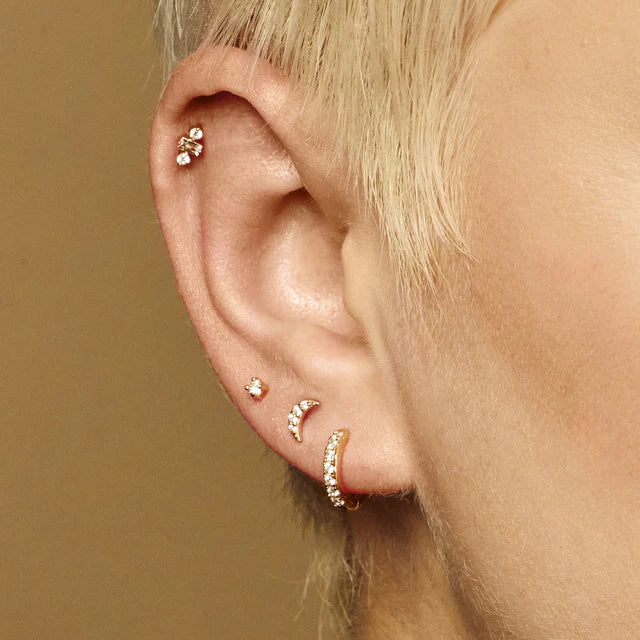 Scream Pretty Gold Baguette Single Flat Back Stud Earring