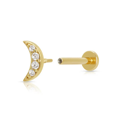 Scream Pretty Gold Zirconia Moon Single Flat Back Earring