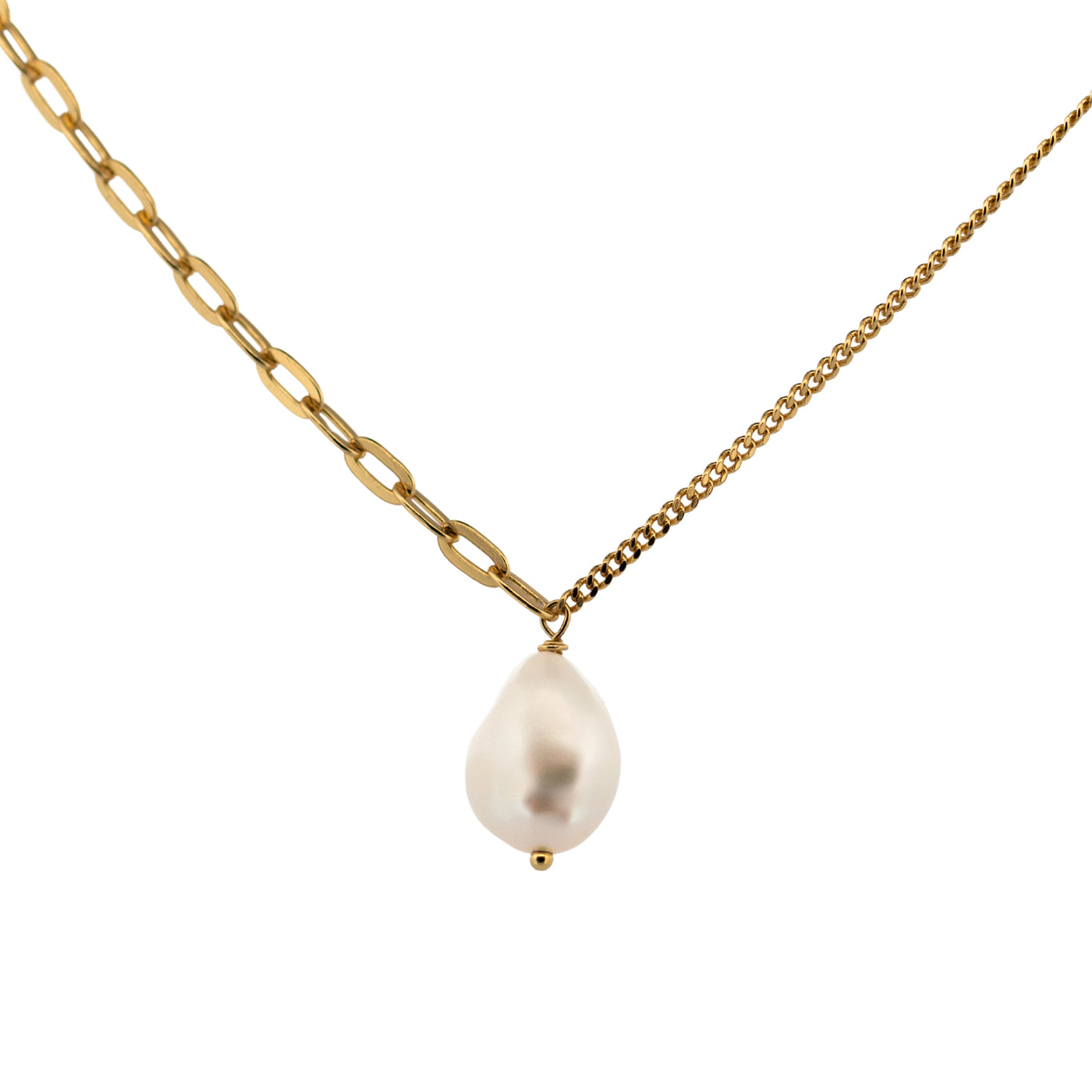 Dainty London Gold Large Pearl Necklace